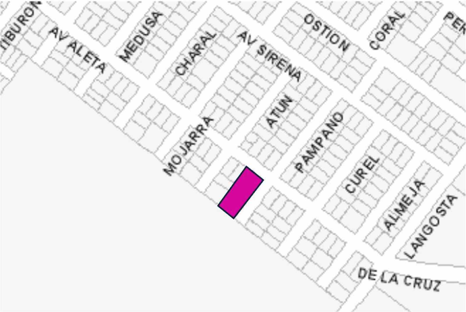 Croquis de localización con Av. Aleta, Mojarra, Pámpano y calles vecinas